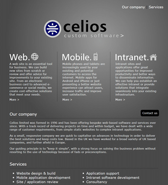 Celios custom software screenshot