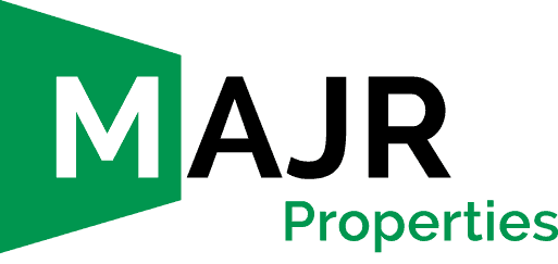 Majr Properties logo with green and black text for branding.