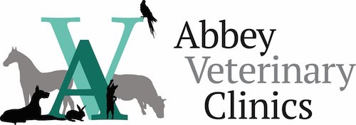 Logo for Abbey Veterinary Clinics with animals and veterinary symbols.