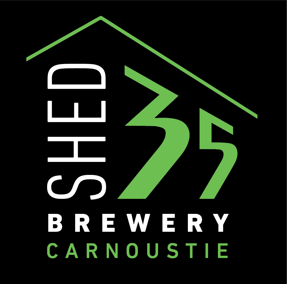 The Shed Brewery logo featuring a house outline and bold green and white text.