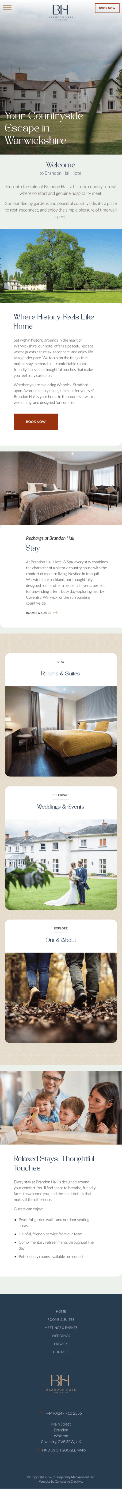 www.brandonhallhotelandspa.com mobile screenshot