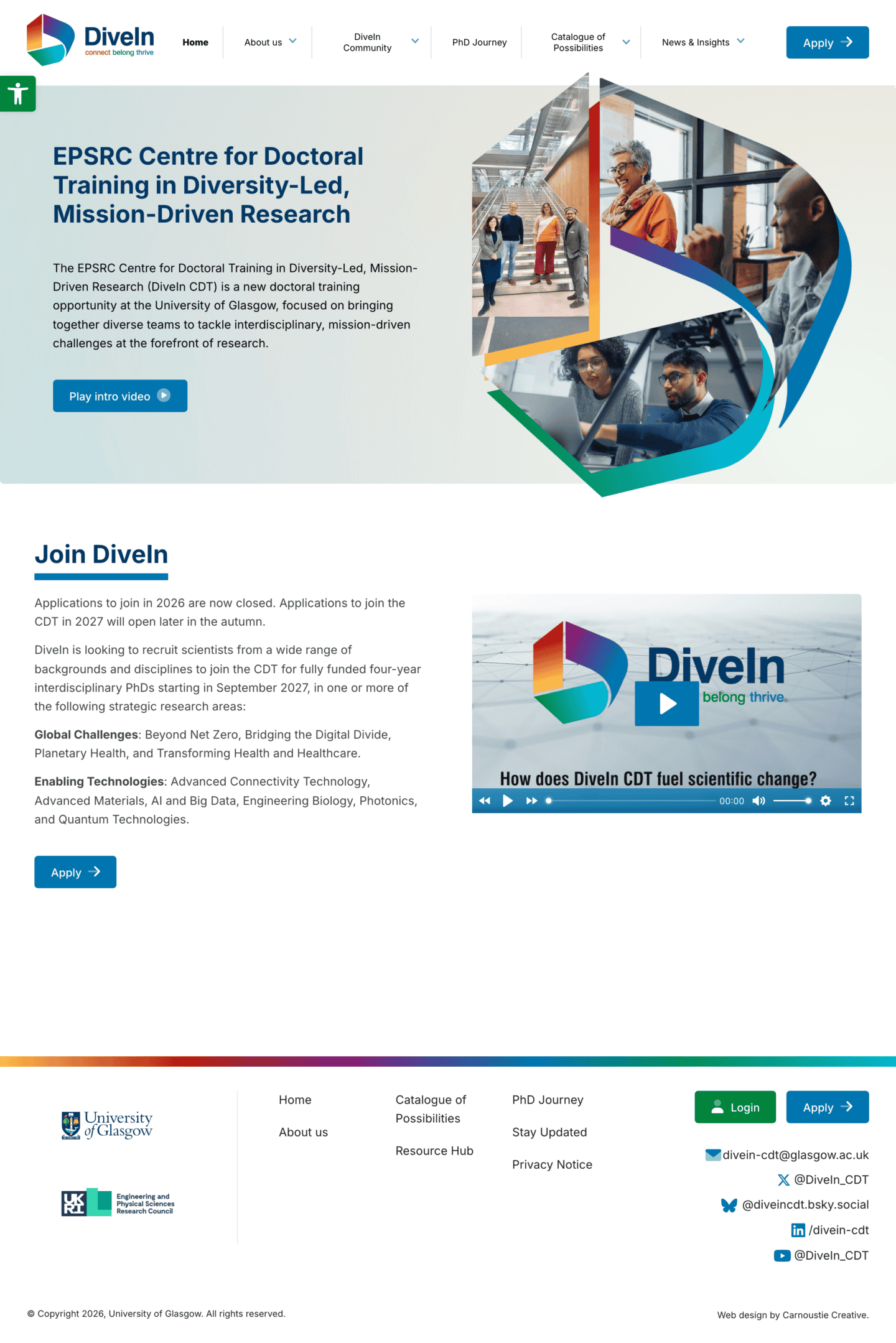 www.divein.org.uk desktop screenshot
