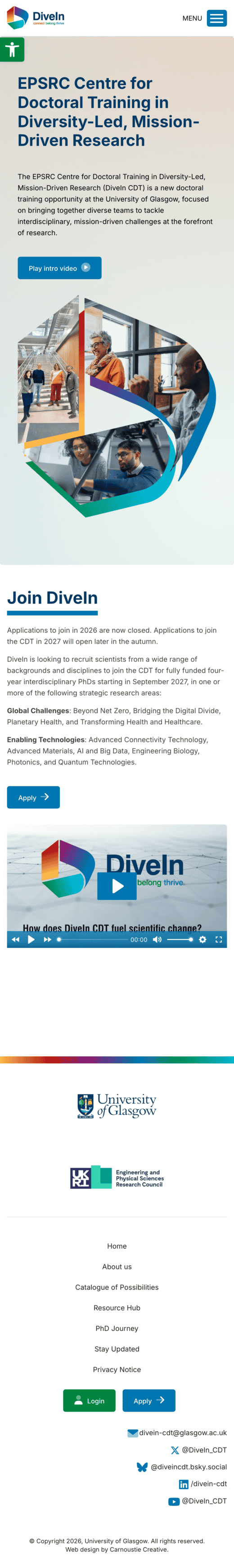 www.divein.org.uk mobile screenshot