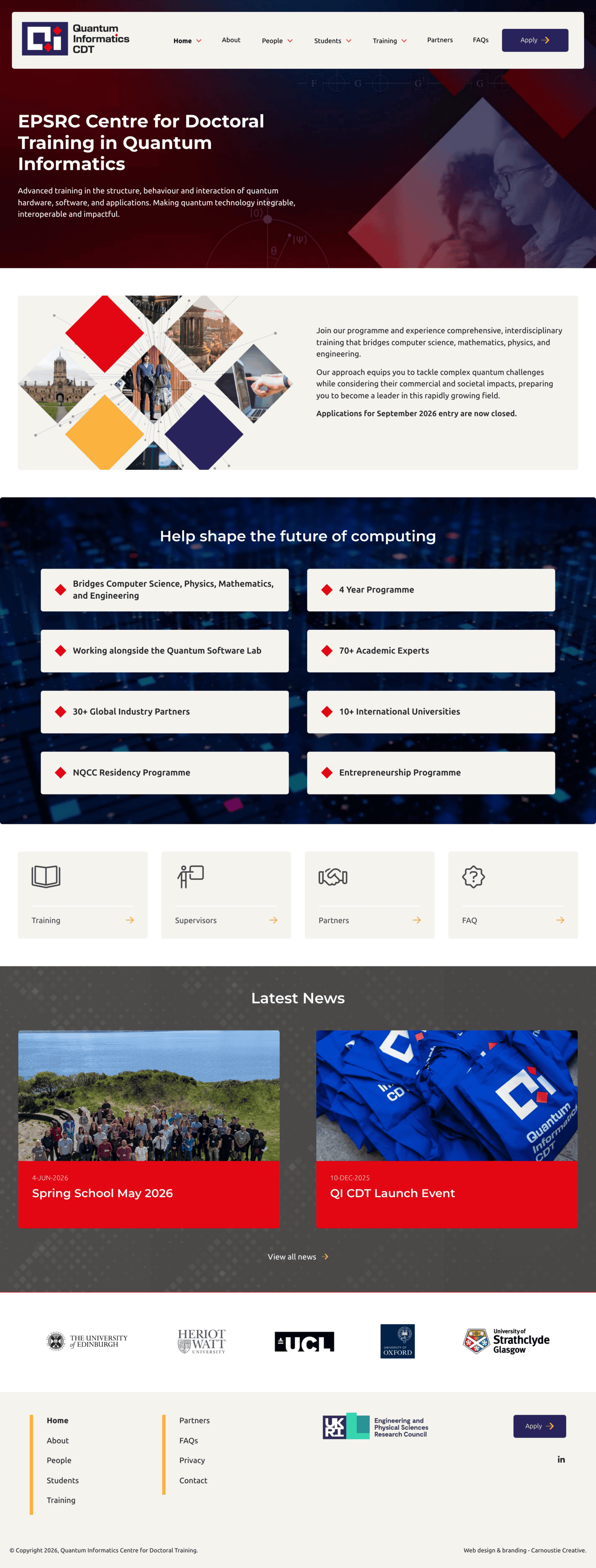 www.quantuminformatics-cdt.ac.uk desktop screenshot
